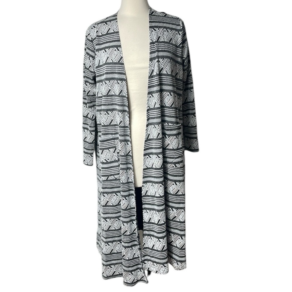 Lularoe Sarah Black White Long Duster SZ M